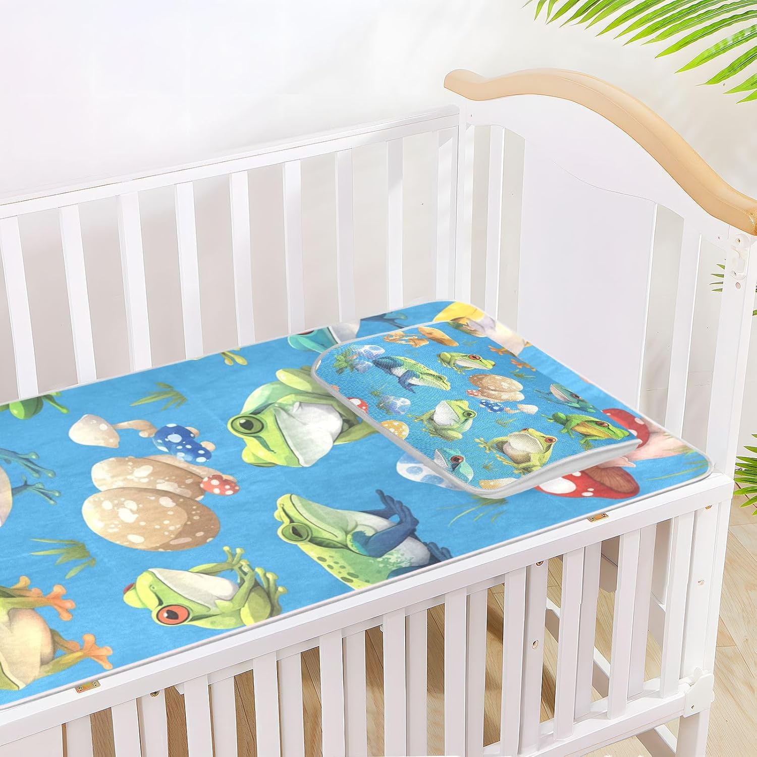 Cartoon Colorful Frogs Cooling Baby Crib Mattress Protector 28" x 52" Ultra Soft Pads for Bed Washable for Baby&Toddler