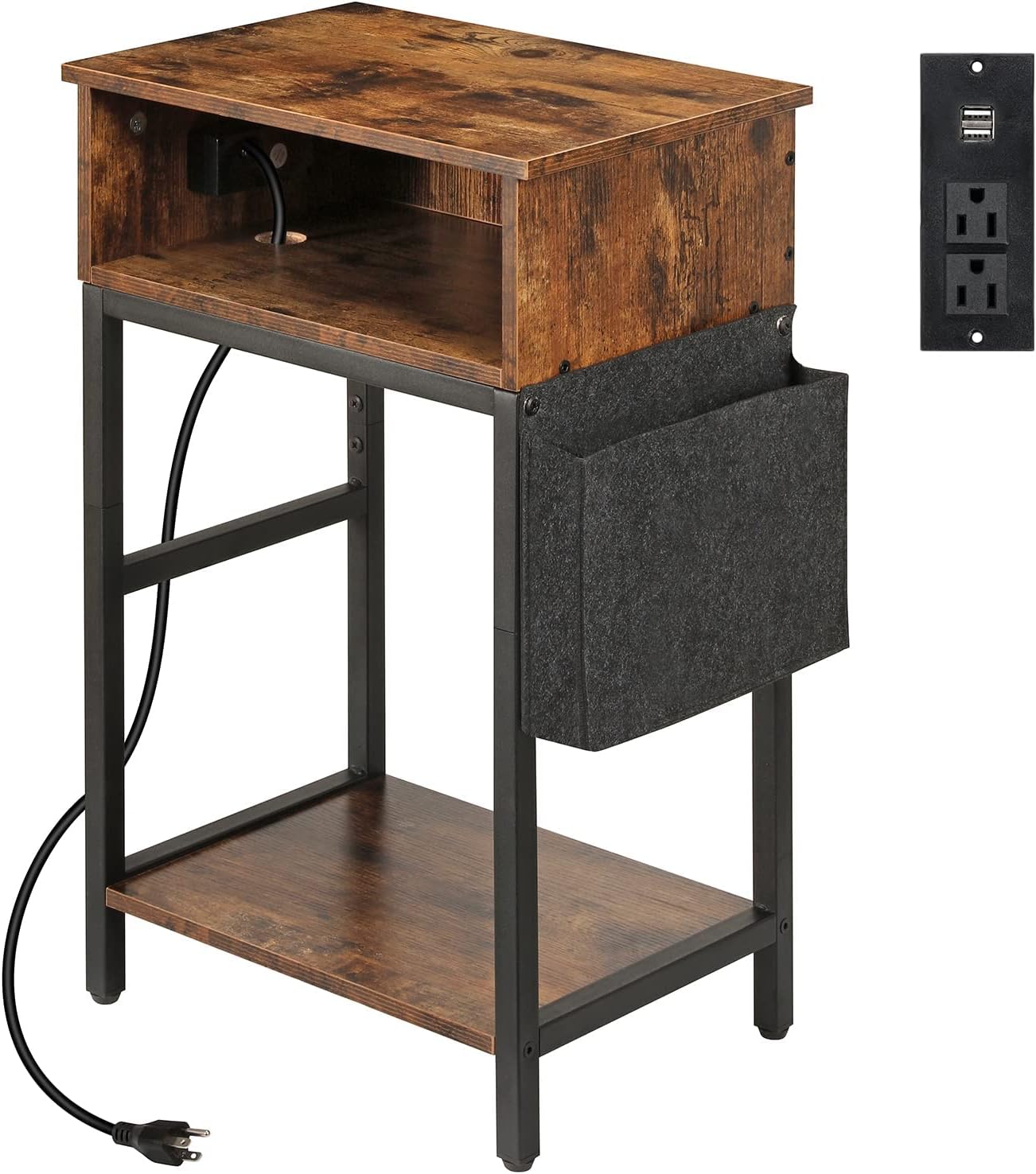 Amazon.com: SEHERTIWY Nightstand with Charging Station, End Side Table ...