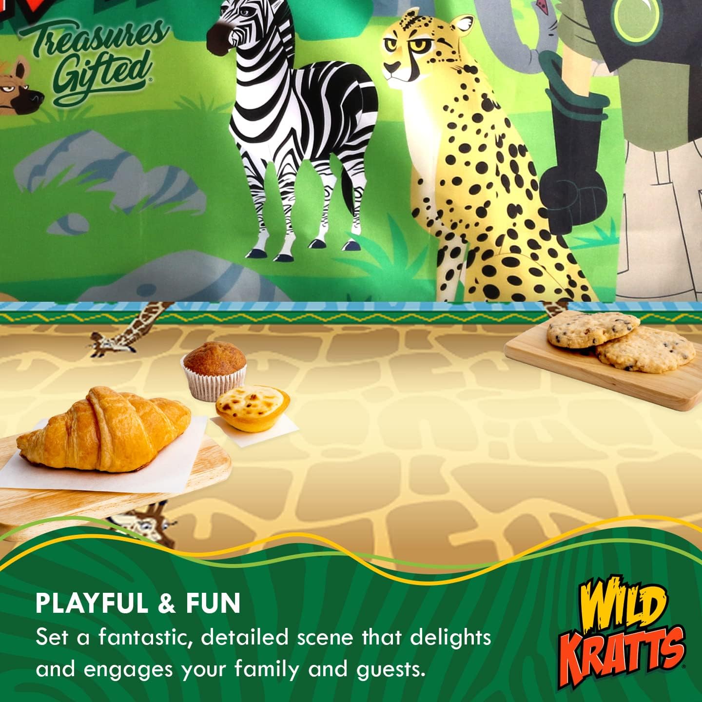 Treasures Gifted Officially Licensed Wild Kratts Birthday Party Supplies - Pack of 3 Tablecloth 54 x 108 Inches - Wild Kratts Party Decorations - Disposable Plastic Happy Birthday Tablecloth