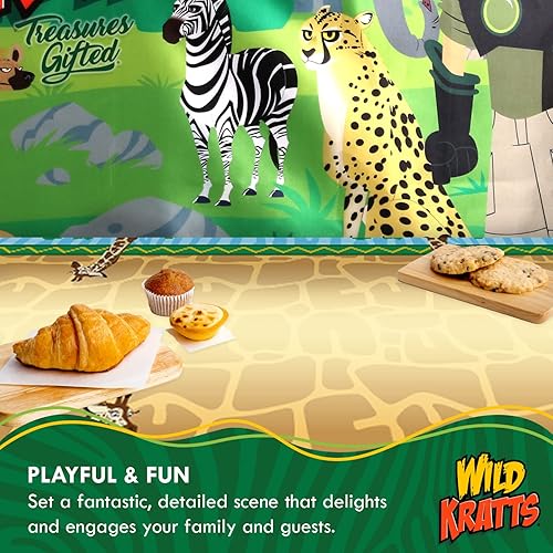 Miniatura 4 de Treasures Gifted Suministros para fiesta de cumpleaños de Wild Kratts con licencia oficial, paquete de 3, mantel Wild Kratts de 54 x 108 pulgadas,