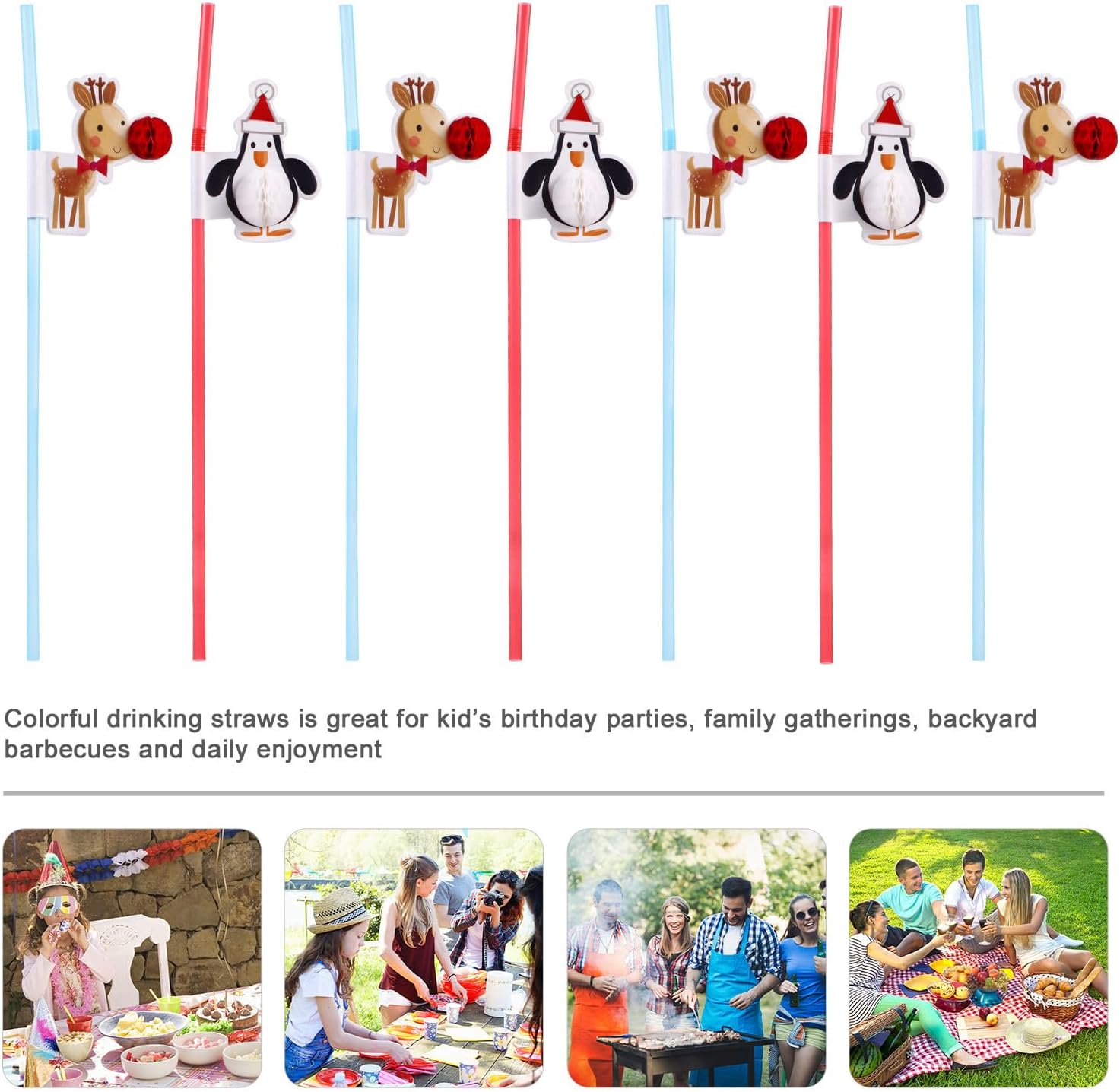Disposable Colorful Plastic Drinking Straws 30pcs, Flexible Smoothie Juice Straws for Party Decoration and Beverage Use Style