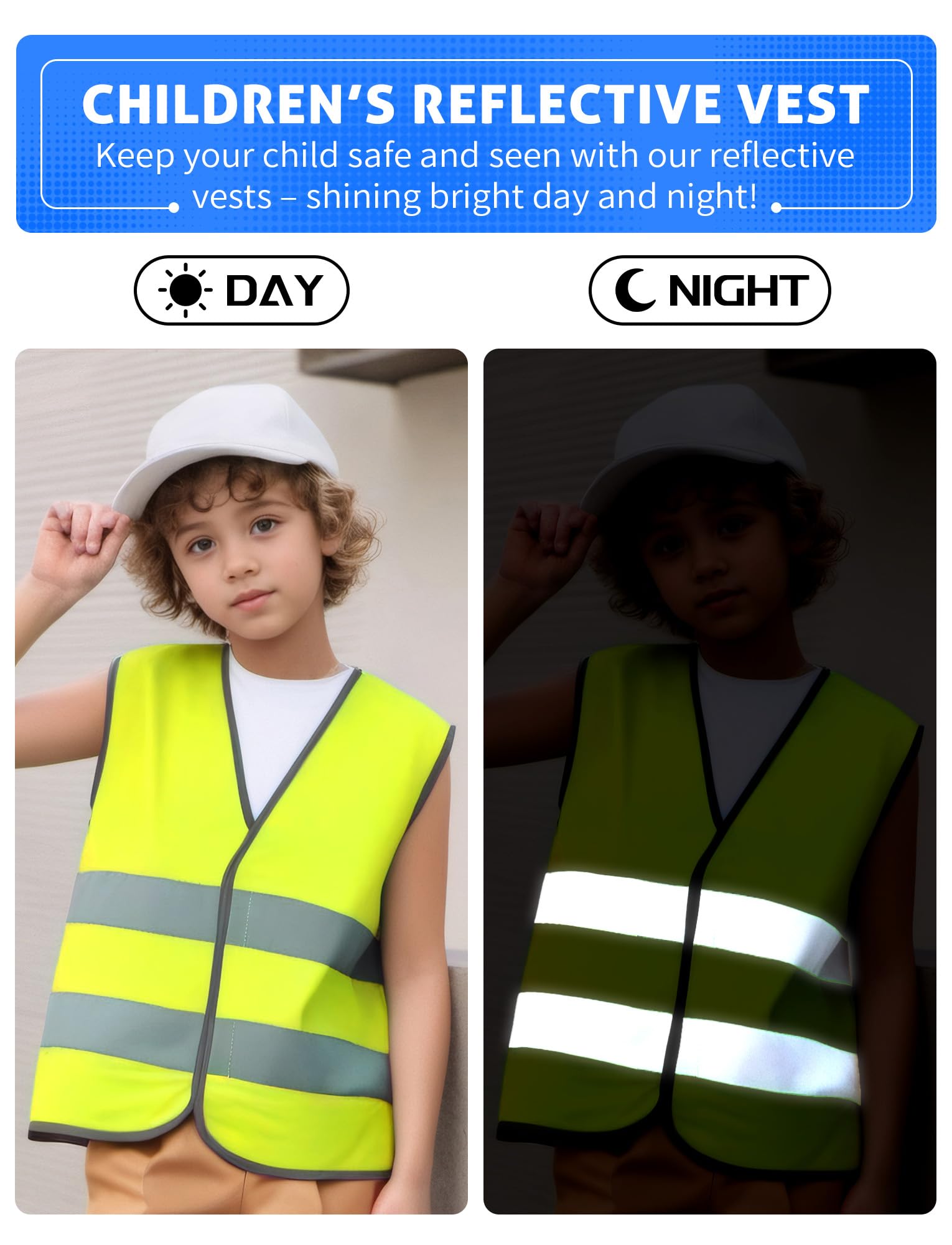 Adigau 10 Pieces Safety Vest Kids Hi-Viz Jackets Kids High Visibility Reflective Vest High Vis Reflective Safety Vest Pupils Reflective Clothing 10 Pack Yellow XS - Image 2