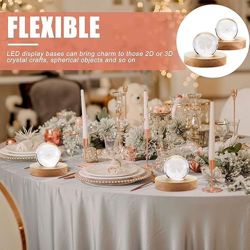 Miniatura 6 de Honoson Base iluminada de madera para pantalla LED de madera, base iluminada para arte de cristal, base iluminada para arte de vidrio, base