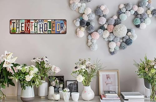 Miniatura 5 de Letrero de metal retro con texto en inglés «The 19th Hole – Arte de pared rústico con temática de golf vintage para bar, cueva de hombre, garaje,