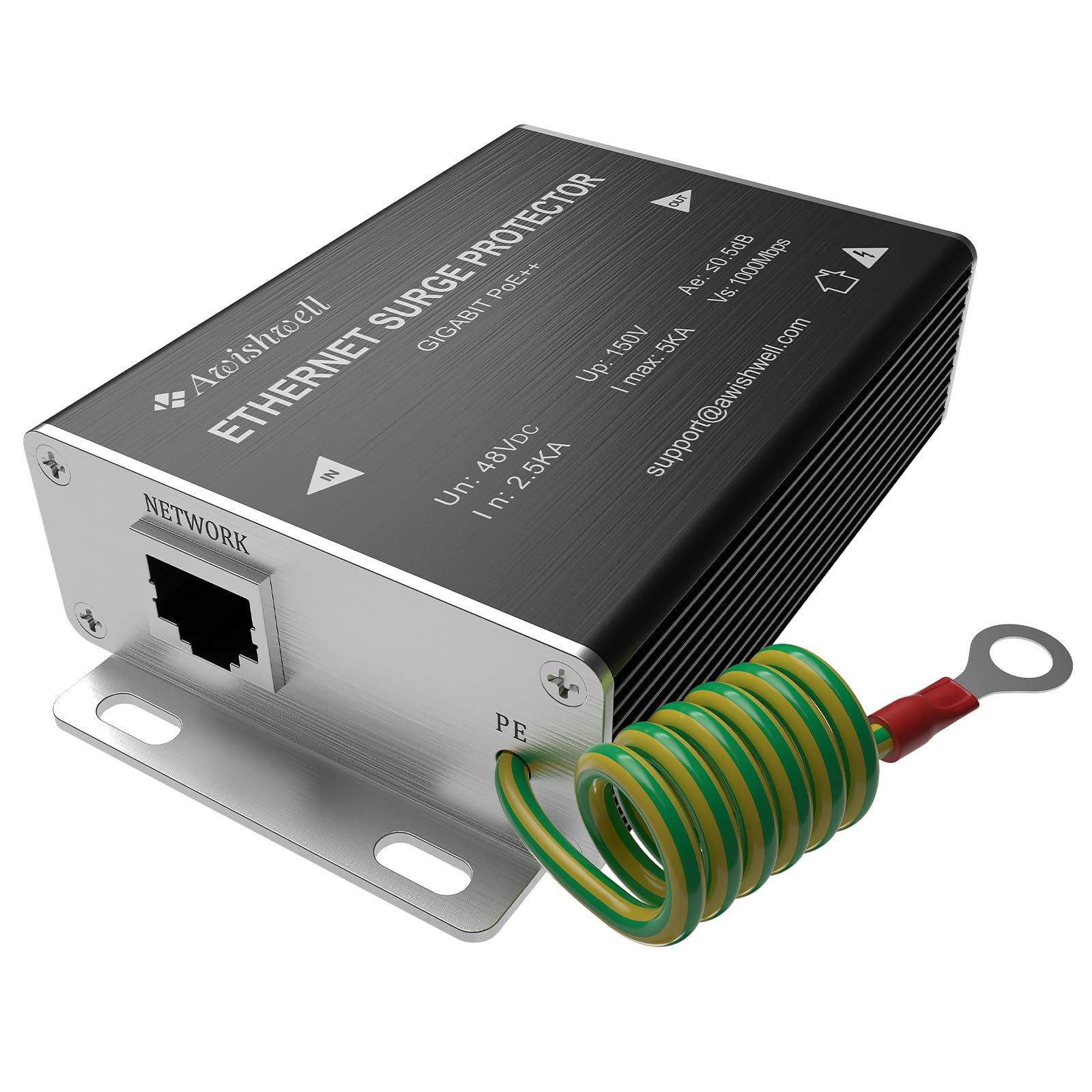 Gigabit Ethernet Surge Protector,5KV PoE+ RJ45 Lightning Arrester