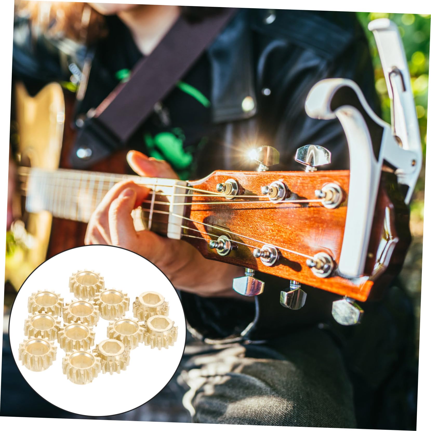 Clavijas de Afinación Doradas para Guitarra Clásica 12 Piezas de Metal Agujero Hexagonal y Relación 1:14, Prácticas y Resistentes para Accesorios de Guitarra