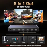 UGREEN 8K@60Hz HDMI Switch 5 bemenet 1 kimenet - Alumínium HDMI 2.1 elosztó HDR10+ támogatással, PS5/PS4/Xbox/Switch kompatibilis, tápegység 2