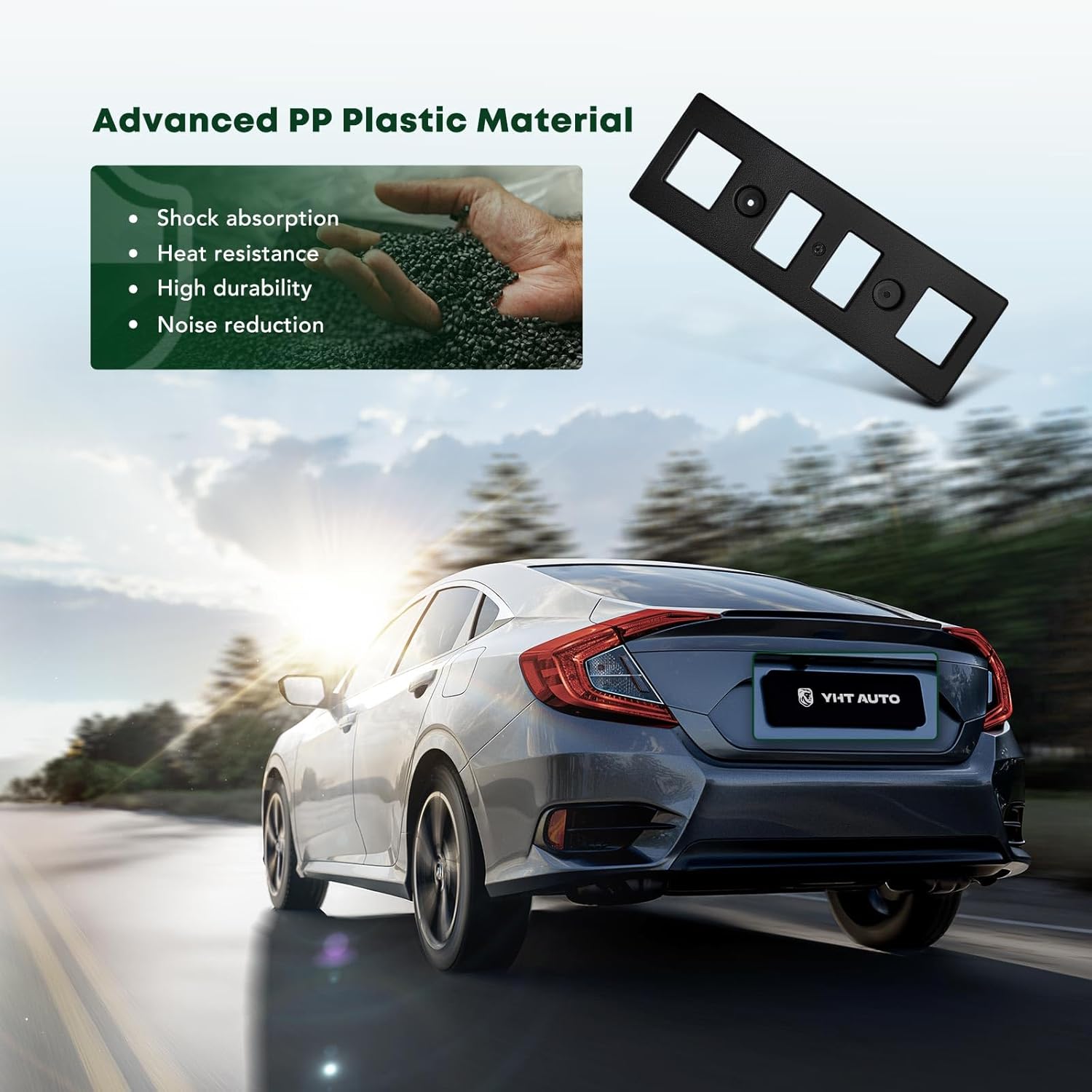 YHTAUTO Front License Plate Bracket w/Screws Compatible with Hyundai Sonata 2020-2023, PP Plastic Black Bumper License Plate Frame, No Drill Licence Plate Holder