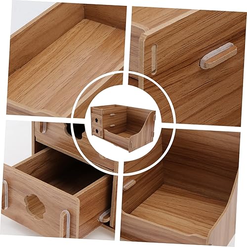 Miniatura 4 de STOBAZA Caja de almacenamiento de madera, cajones de almacenamiento, cajones de almacenamiento de maquillaje, contenedores de escritorio,