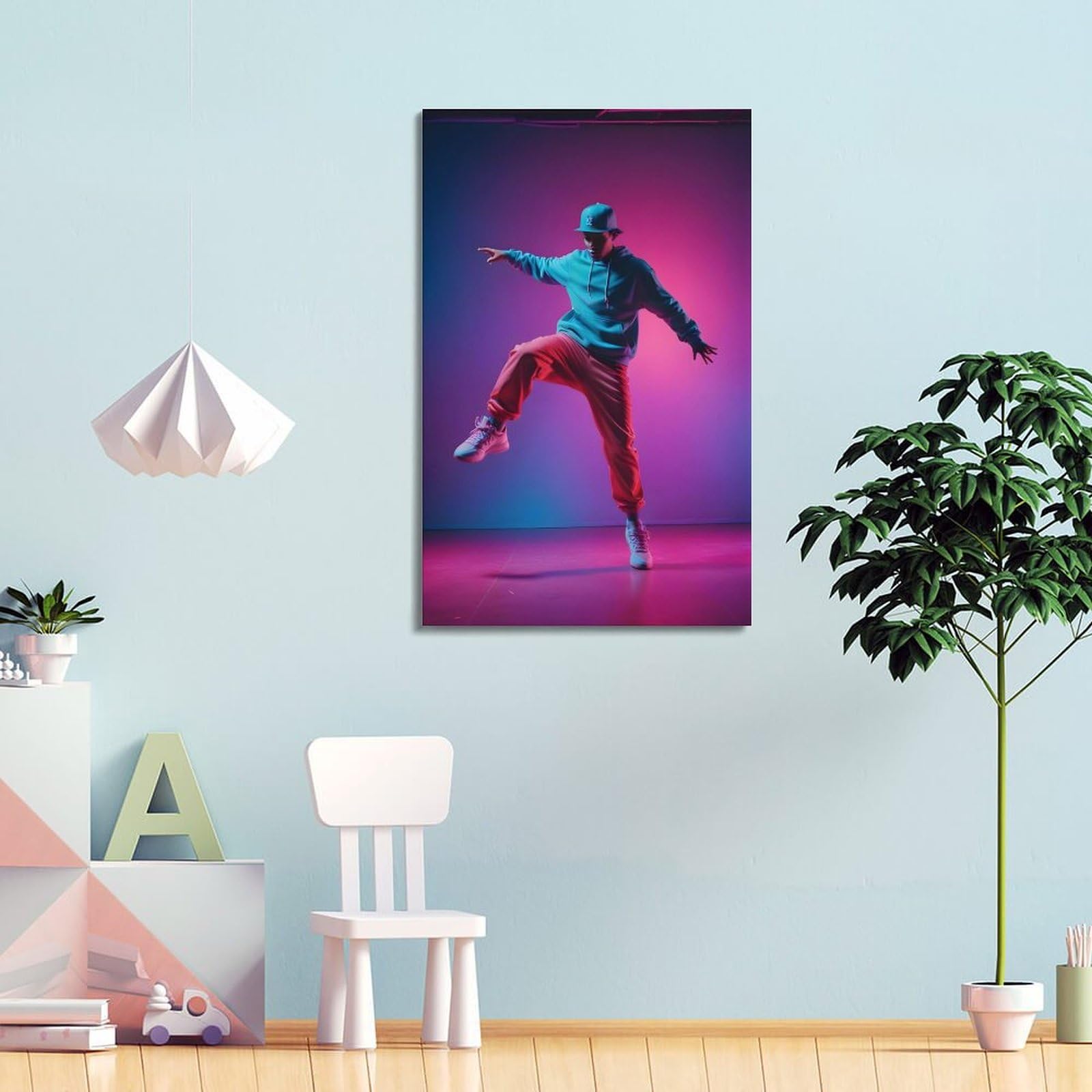 ZLQYHW Poster con ballerino hip hop, street dance B-boy, su tela, decorativo, per camera da letto e per la famiglia, 40 x 60 cm