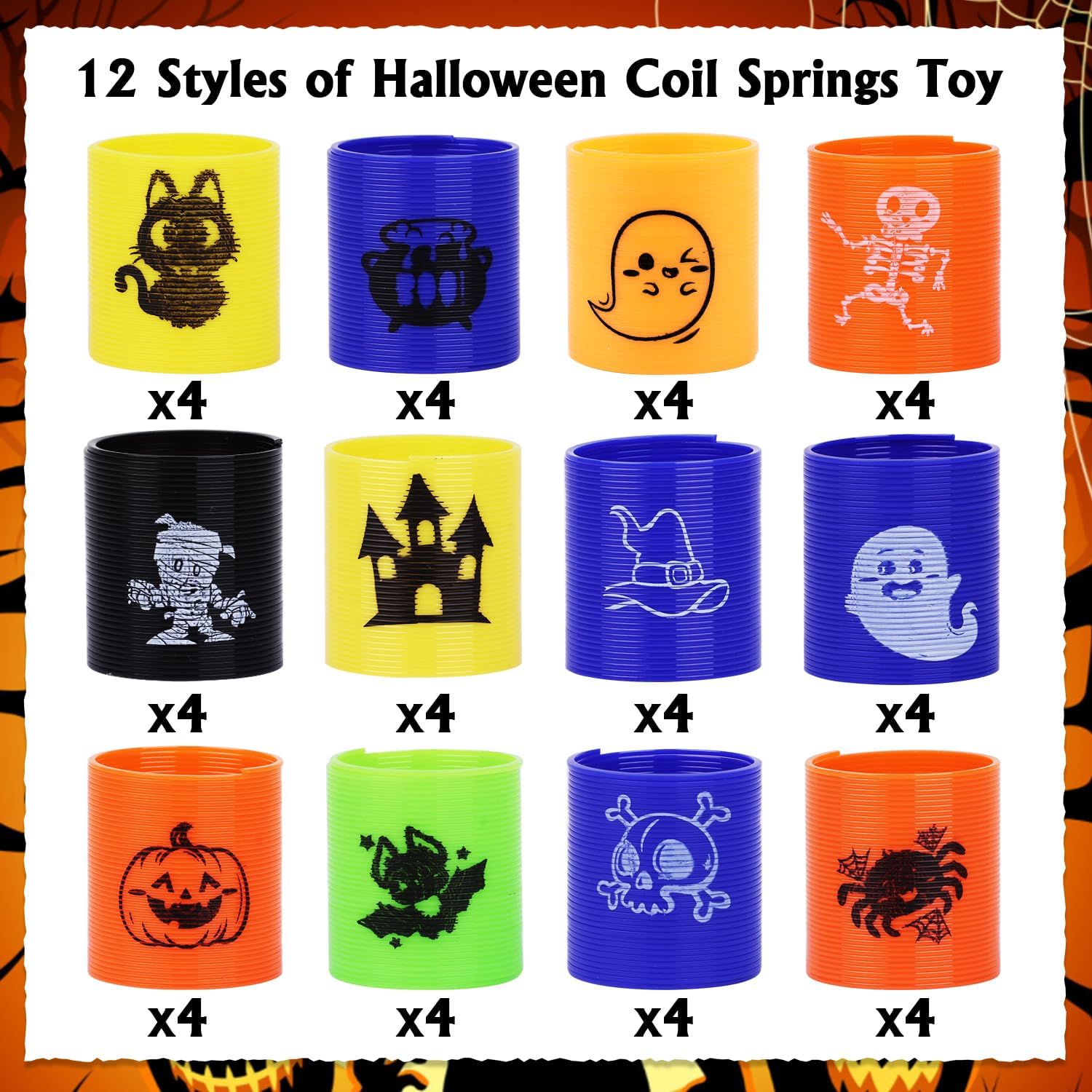 FINGOOO Halloween Coil Springs for Kids 48PCS Mini Slinky Springs Party Bag Fillers Fidget Sensory Toys Festival Gift Party Favour - Image 4