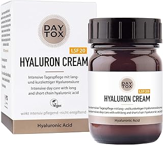 DAYTOX – Hyaluron Cream – Hyaluron Gesichtscreme mit LSF 20 – Vegan, Ohne Silikone, Made in Germany – 50 ml