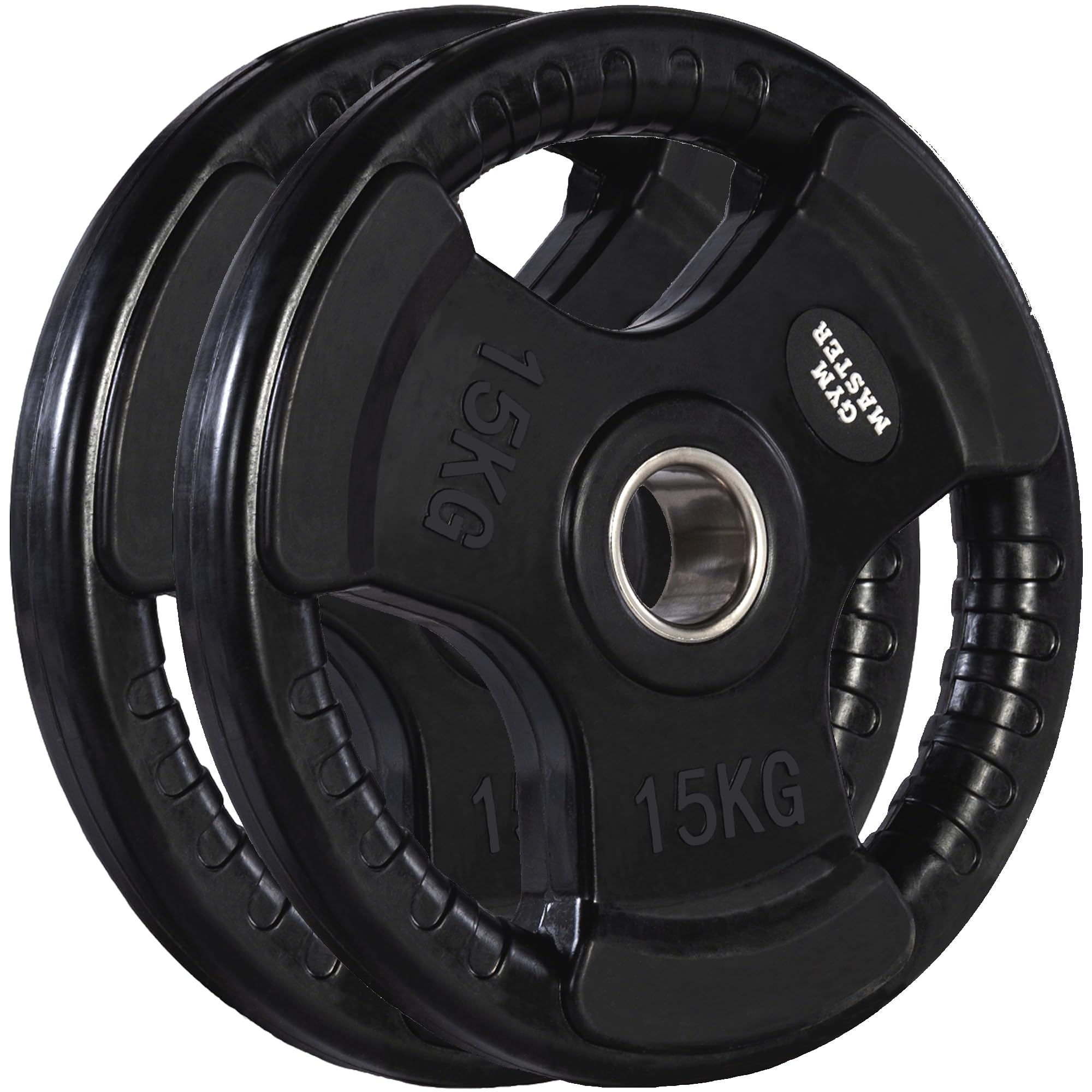 GYM MASTER Rubber Coated 2" Olympic Tri-Grip Weight Plates - 15kg (30kg Total)