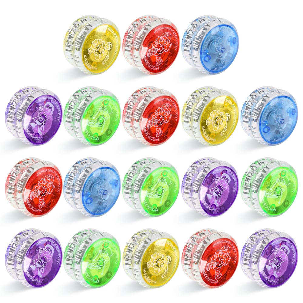 Palwin Yoyo, 18 Pezzi Yoyo Professionali con Luci per Bambini e Studente Principiante, Yoyo Giocattolo per Regali di Compleanno, Feste e Celebrazioni