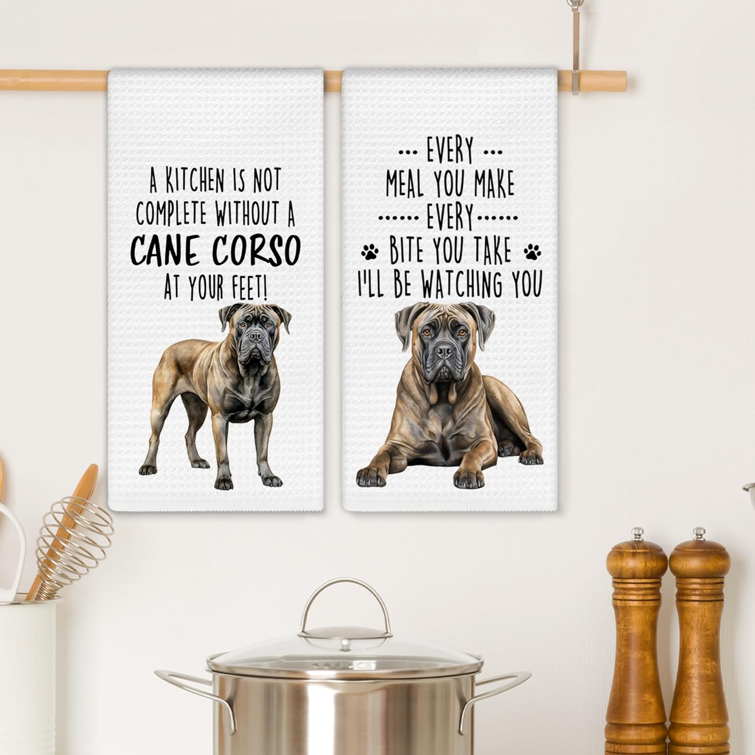 Cane Corso Funny Kitchen Towels Set of 2, Cane Corso Gifts, Dog Hand Towels for Kitchen Decor, Christmas Gifts for Dog Moms Lovers Owners Women Dishcloths Dish Towel 16X24 Inches - Image 2