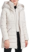 Vista 2 de Laundry by Shelli Segal Women's Windbreaker Puffer Coat Mid-length Fit & Flare Jacket, Side Velvet Tape