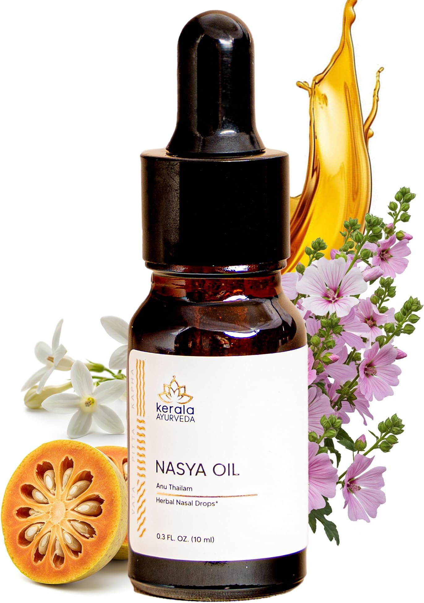Kerala Ayurveda Nasya Oil - Daily Nasal Drops to Support Normal Lubrication of Nasal Passage, Uncongested Breathing, and General Wellbeing, 0.3 Fl Oz