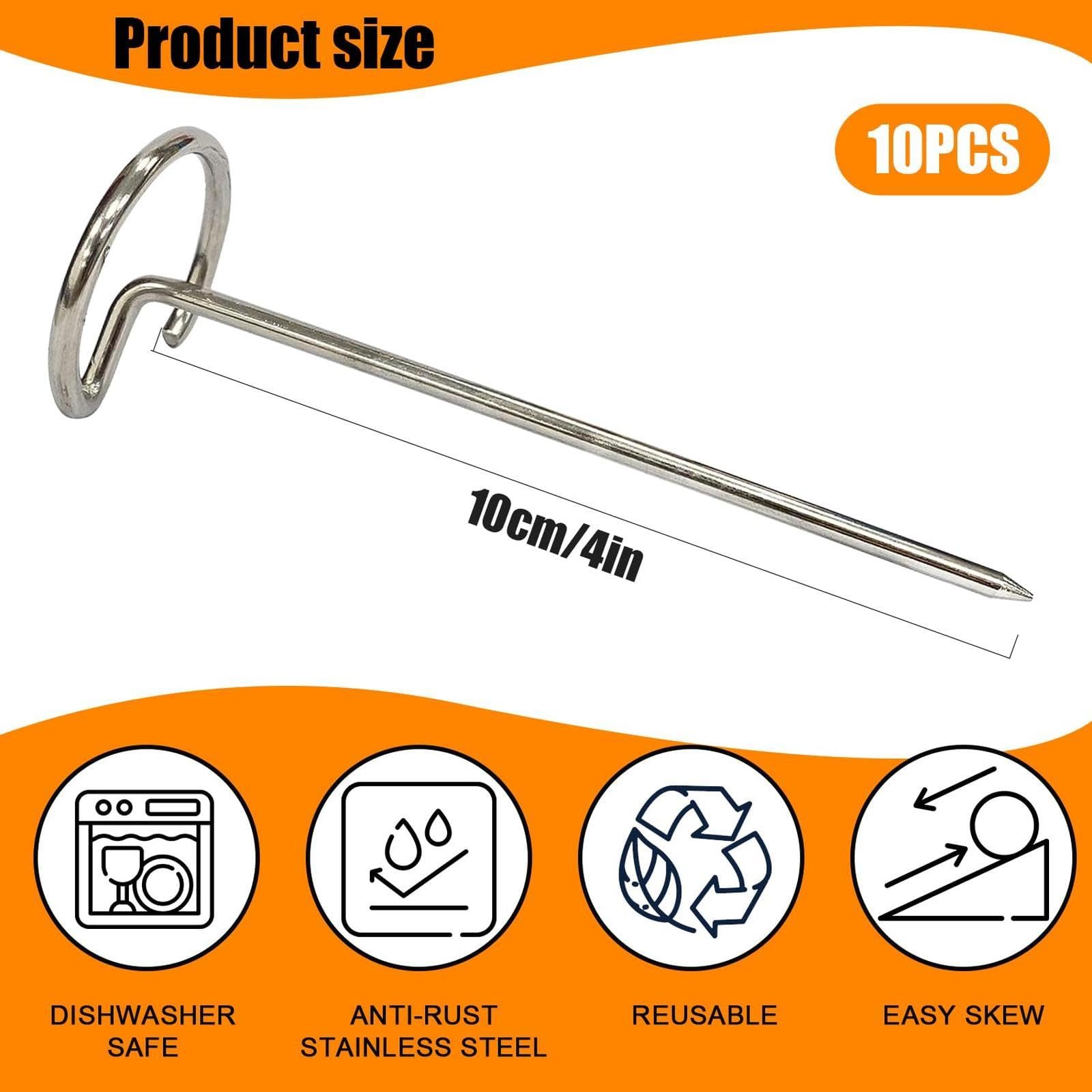 Spiedini in metallo Friggitrice ad aria,Spiedini per friggitrice ad aria | Spiedino verticale per kebab da 10 pezzi,Spiedini resistenti in acciaio inossidabile per barbecue Kabob, carne, pesce, pollo
