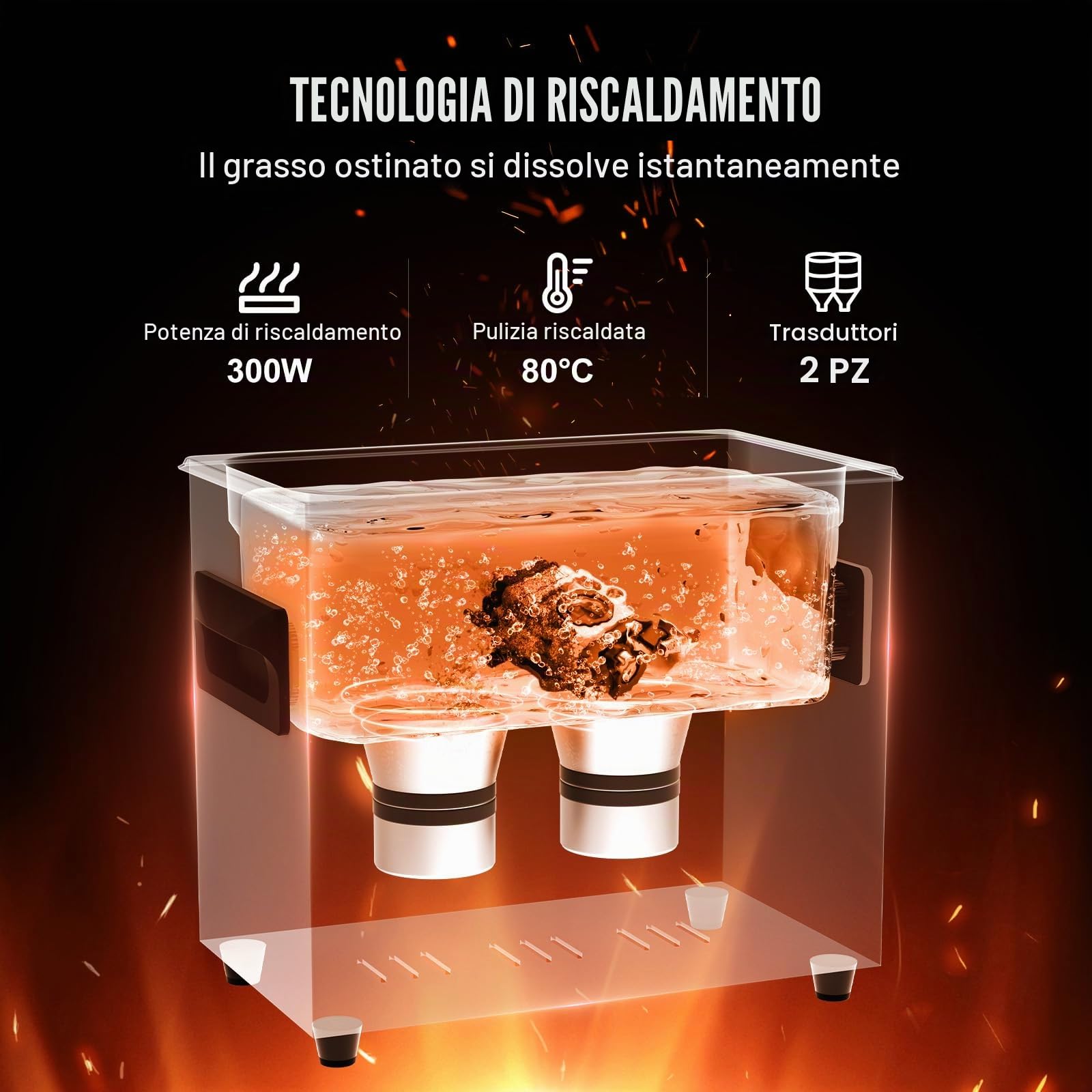 VEVOR Pulitore Digitale Ultrasuoni da 3 L 120 W, con Modalità Delicata Migliorato, Pulitore Ultrasuoni Industriale da 40 kHz con Riscaldatore e Timer per Contenitori, Gioielli 265 x 165 x 240 mm