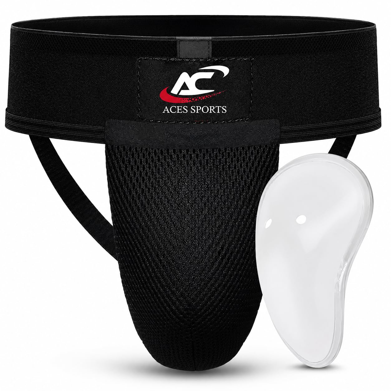 ACES SPORTS Men’s Groin Guard with Cup, Boxing Jockstrap Protector for MMA, Kickboxing, Muay Thai, Karate,Martial Art, Cricket (L)