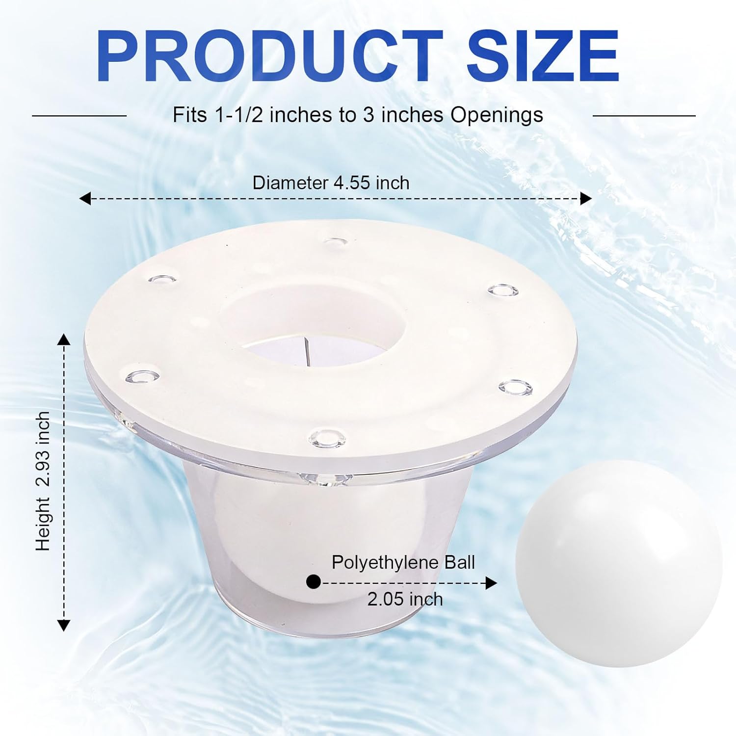 Boat Self-Bailing Ball Scupper, Self-Bailing Deck Drain Valve Scupper, Transom One Way Scupper Plug for 1.5 in - 3 in Openings