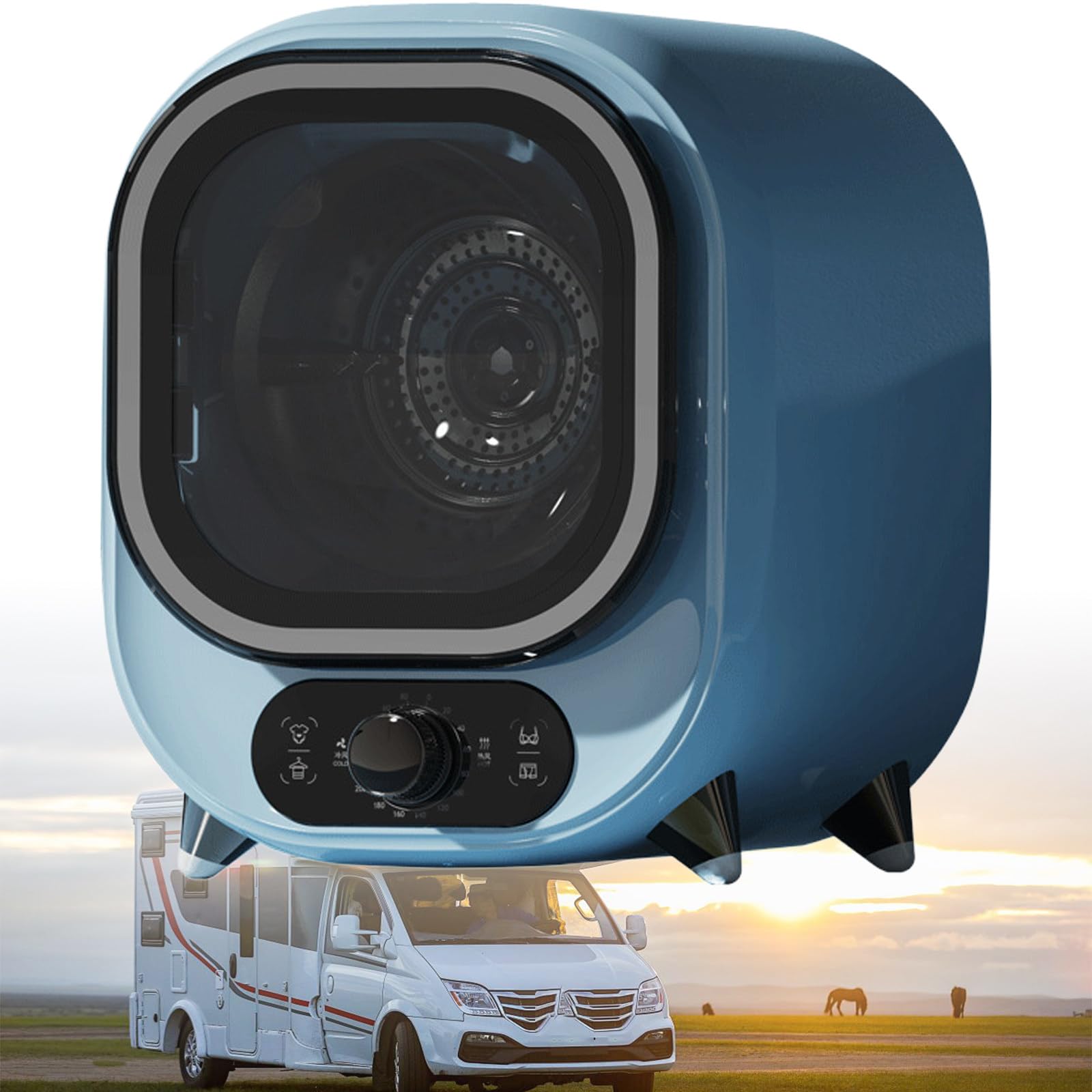 Capacidad De Carga Frontal, Secadora De Ropa PequeñA, para Uso sobre Encimer, CirculacióN De Aire Caliente Tridimensional De 360°, Temperatura Constante De 60℃ Blue-B
