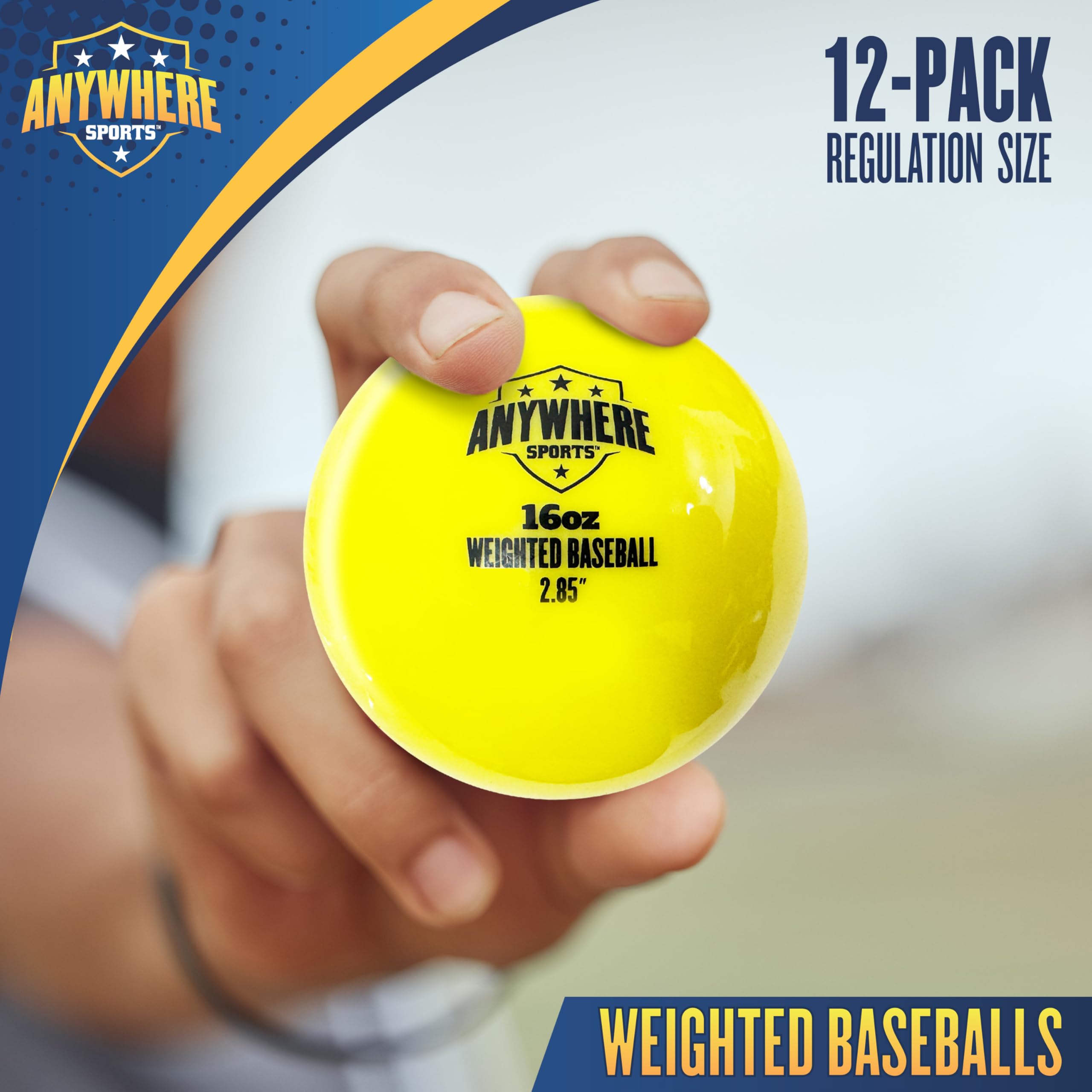 Anywhere Sports Palline da baseball ponderate da allenamento da 453,6 g, colpire e lanciare per tutti i livelli di abilità, migliora la potenza e la meccanica con palle da baseball ponderate, diametro