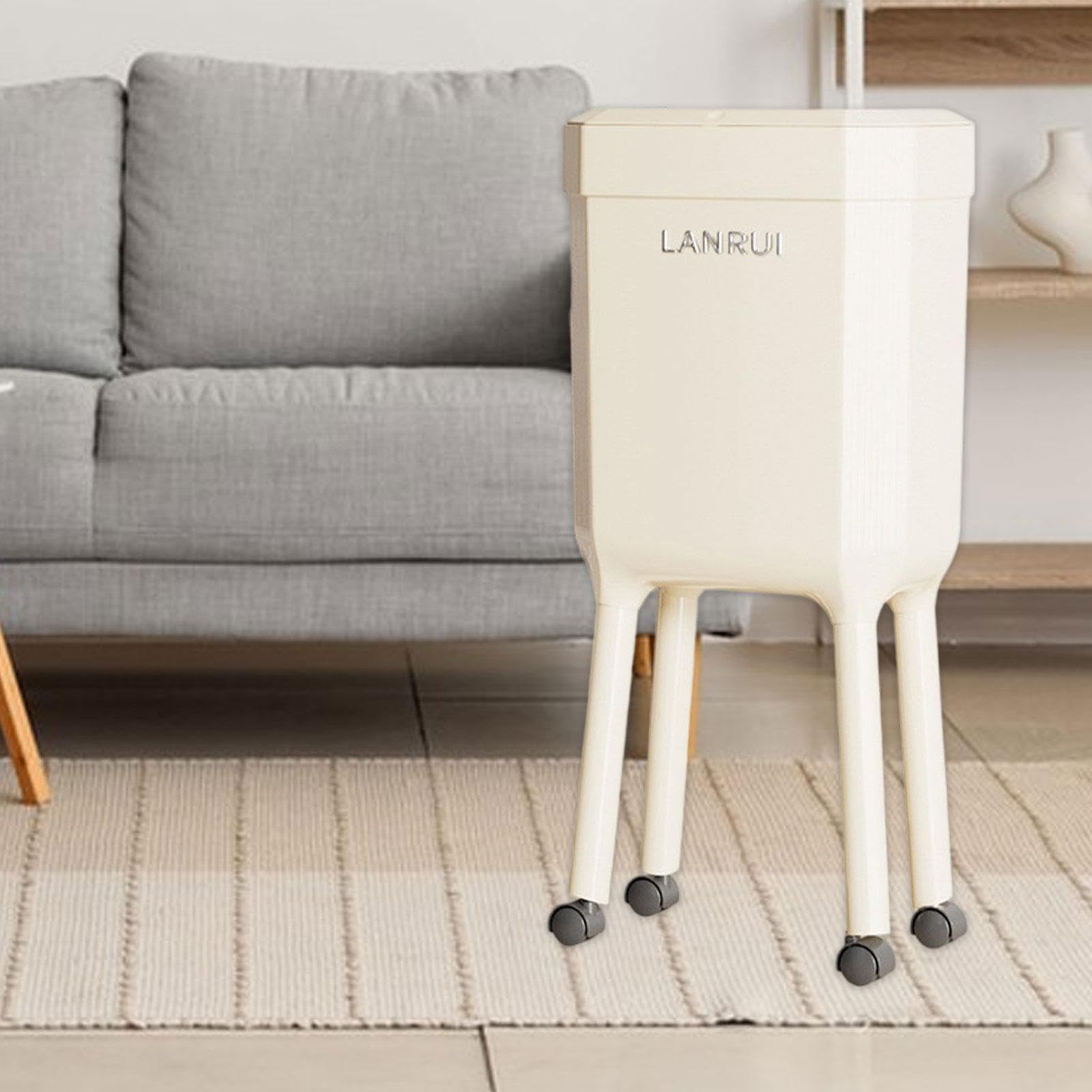Pattumiera con Ruote, Pattumiera Minimalista, Cestino per Rifiuti per Soggiorno, Camera da Letto, Cucina, Bagno E Ufficio, Bianco