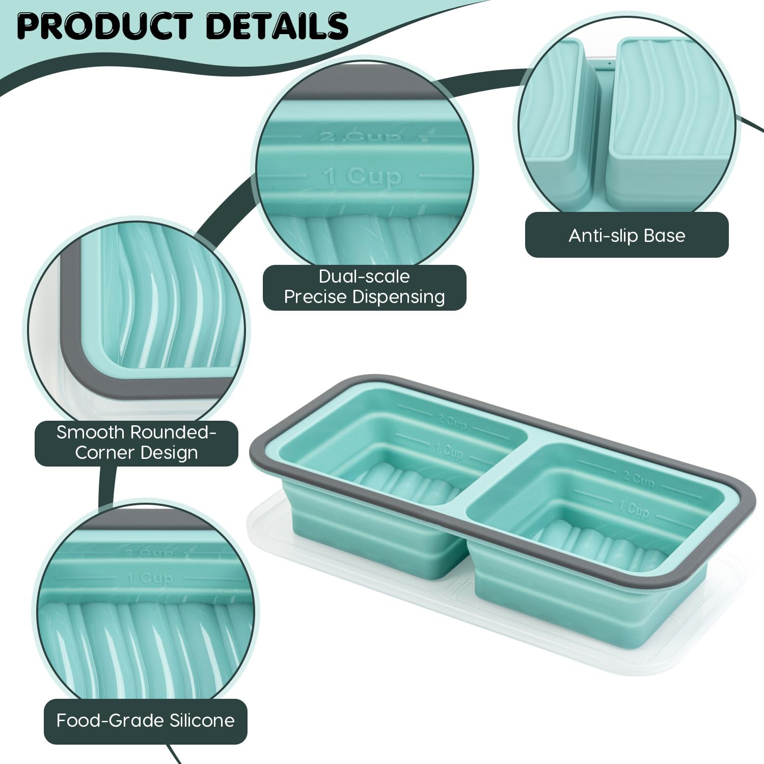 Silicone Soup Freezer Moulds with Lid, BPA-Free Soup Freezer Containers, 2 Ge, 29.5 x 14 x 6 cm - Image 3