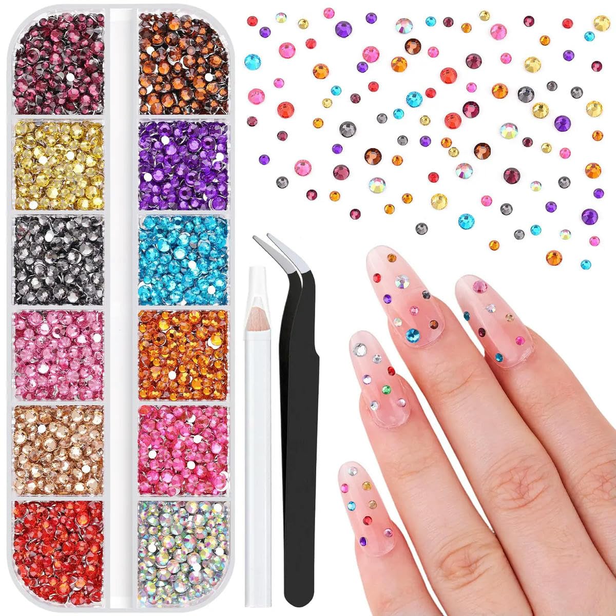 CIVIOOH 5000Pcs Small Resin Rhinestones for Nail Art, 2/3MM Flatback Bedazzling Nail Gems, Nail Rhinestones Charm