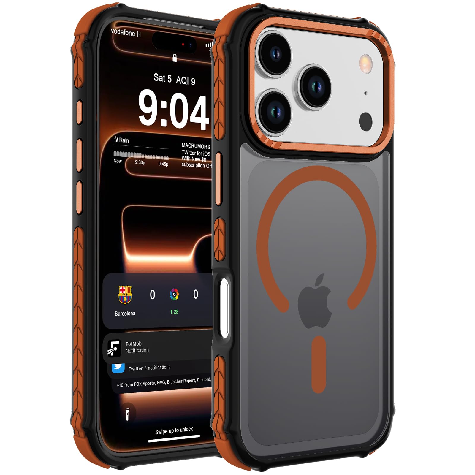 DEERLAMN Magnetic for iPhone 18 Pro Case/iPhone 17 Pro Case Matte Orange | Compatible wit…