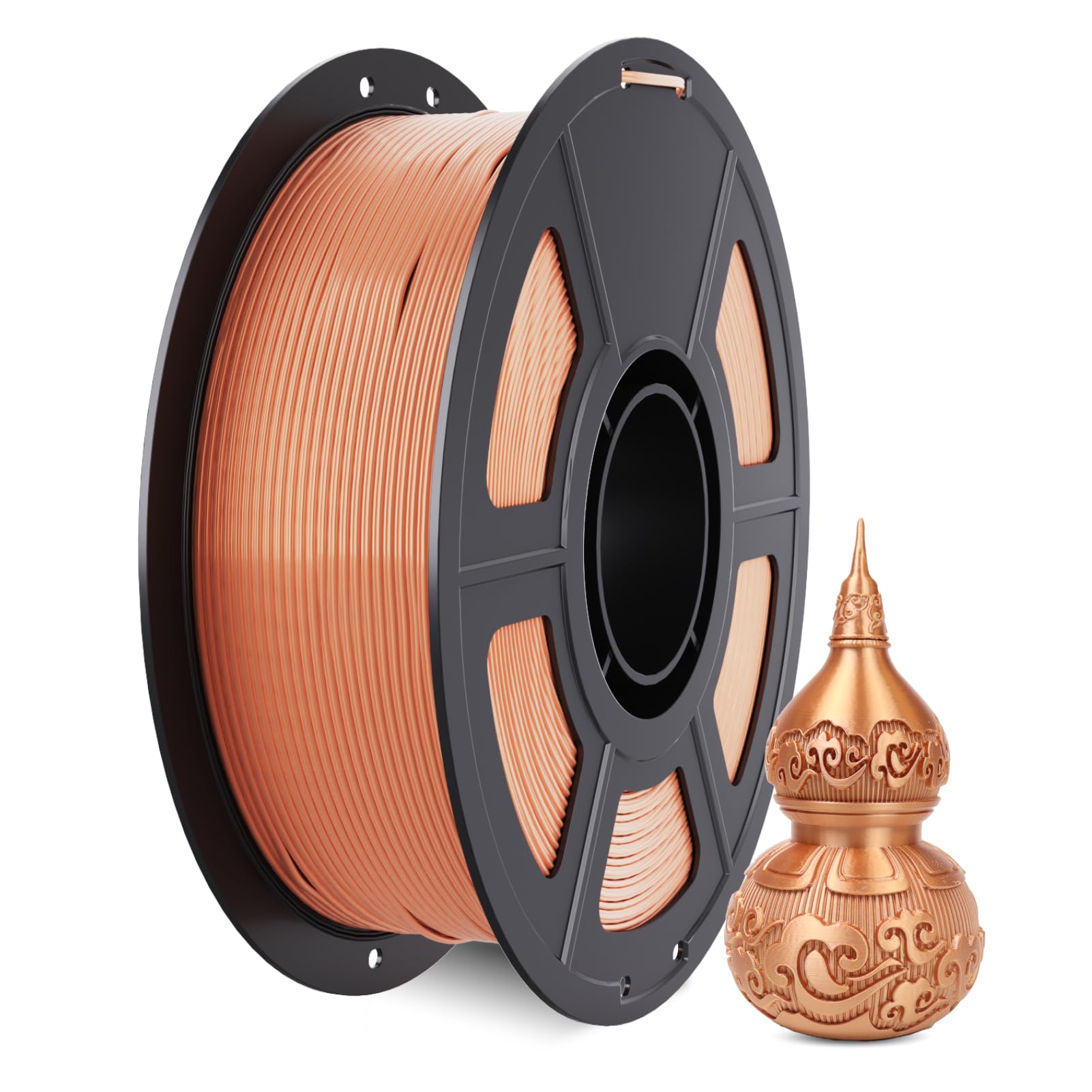 Silk Filament PLA 1.75mm 3D Printer, Smooth Silky Surface PLA+ 3D Printer Filament, Dimensional Accuracy +/- 0.02 mm, Easy to Print PLA Pro Filament, 1kg Silk Copper