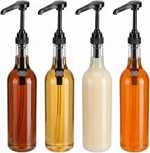 4 Pcs Syrup Pump Bottles for Coffee Bar, Clear PET Plastic Syrup Dispenser for Coffee Bar Accessories (25 oz, 3.0 x 7.0 Inches)