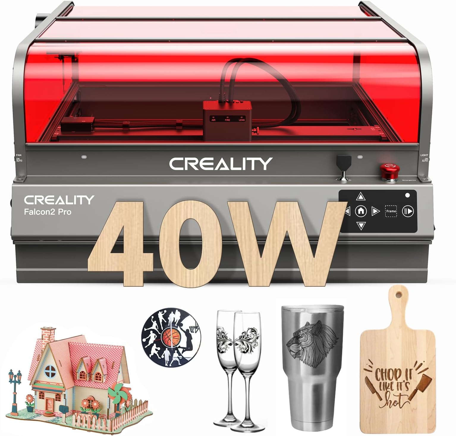 Creality Laser Engraver Faclon2 Pro 40W Desktop Diode Cutter and Engraver Machine with Enclosure,Smart Camera,Air Assist,Engraving Machine for Wood Acrylic Leather Stone Metal