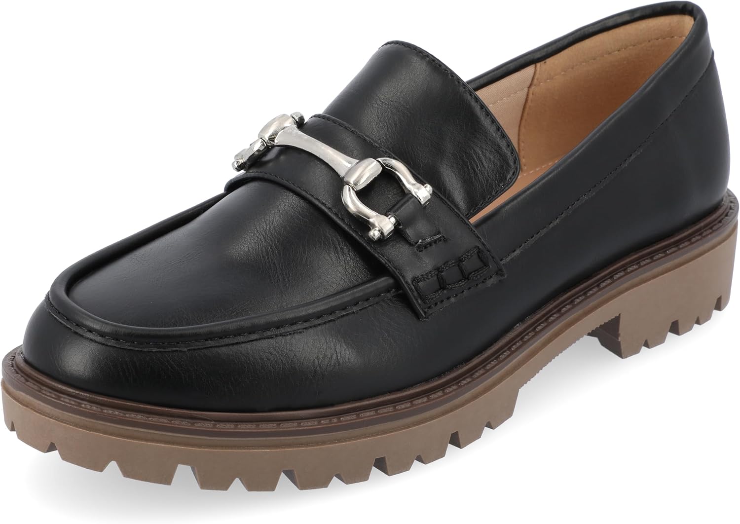 Journee Collection WomensTru Comfort Foam Jessamey Treaded Outsole Loafer Flats Black 12 Medium Womens US