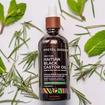 Kreyol Essence Haitian Black Castor Oil Rosemary Peppermint Duo, 2 fl oz and 3.4 fl oz