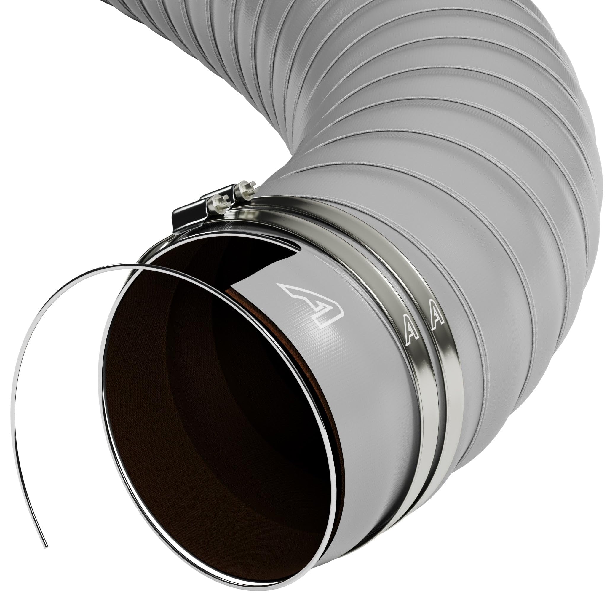 63mm (2 1/2") Grey Flexible Silicone Engine Hose Air Ducting Pipe Intake Feed + Hose Clips 3 Metre