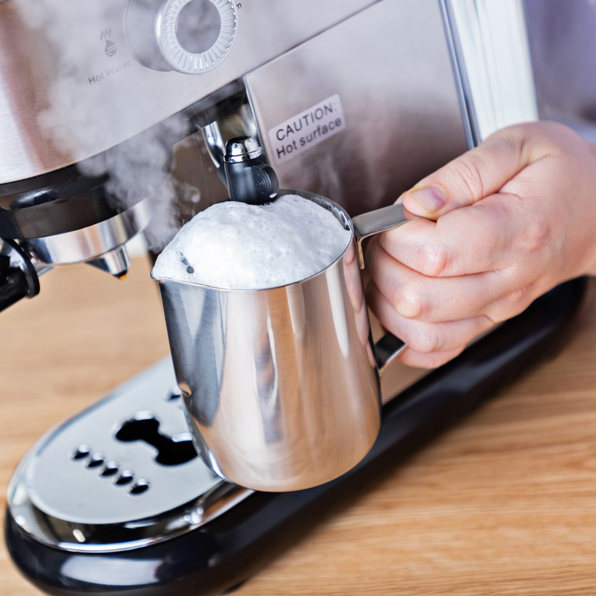 Vitinni Espressomaschine, Professionellem Milchaufschäumer, 15-bar-Druckpumpe, Milchschaumdüse, 1450 W, inkl. Barista-Kit, Tassenwärmeregal, 1 l Wassertank, Für Gemahlenen Kaffee, Silber