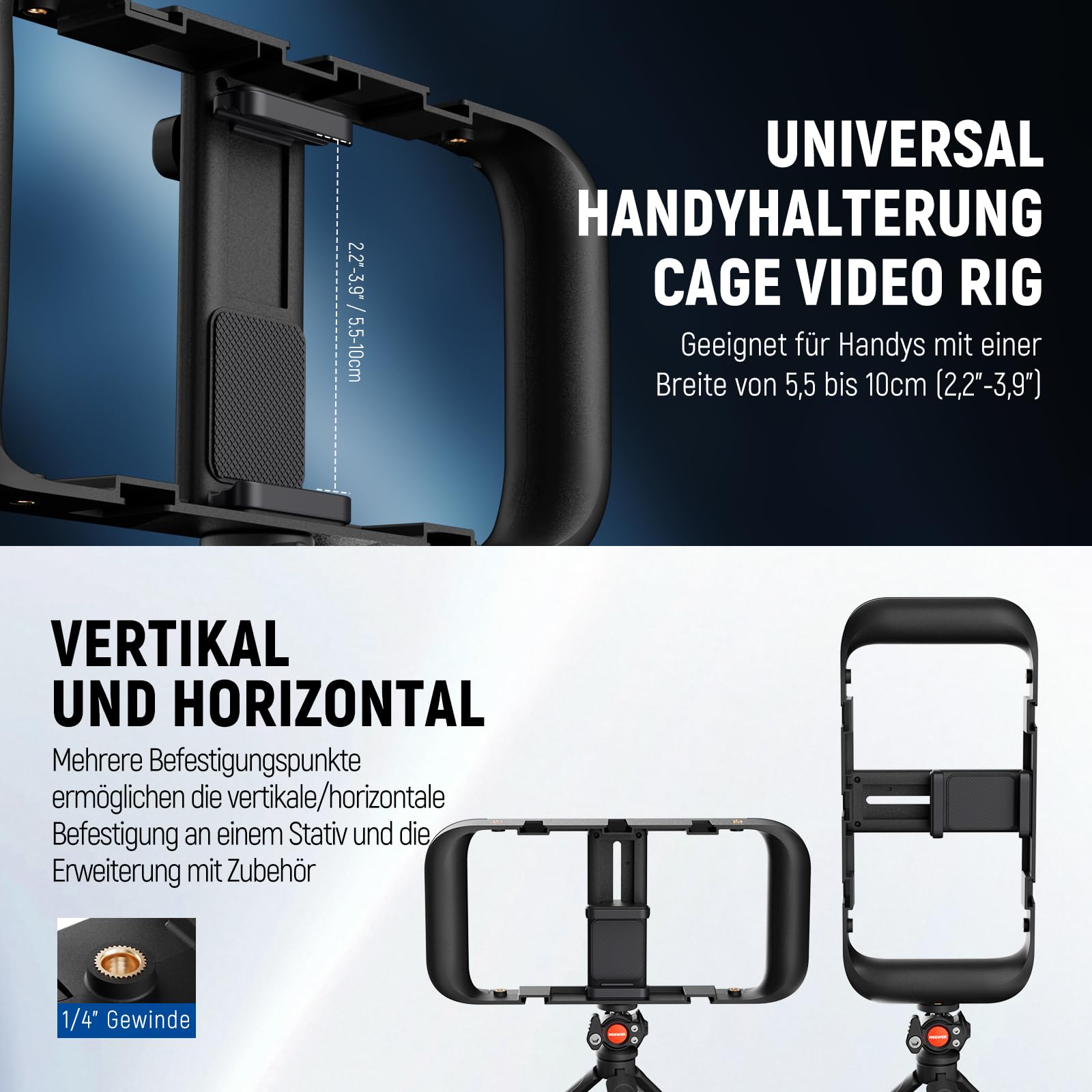 NEEWER Basics Vlogging Set mit Handy Halterung, Mikrofon, LED Fülllicht und Stativ, kompatibel mit iPhone, unverzichtbar für Youtuber, Content Creator und YouTube, TikTok, Streaming und Video, PA055