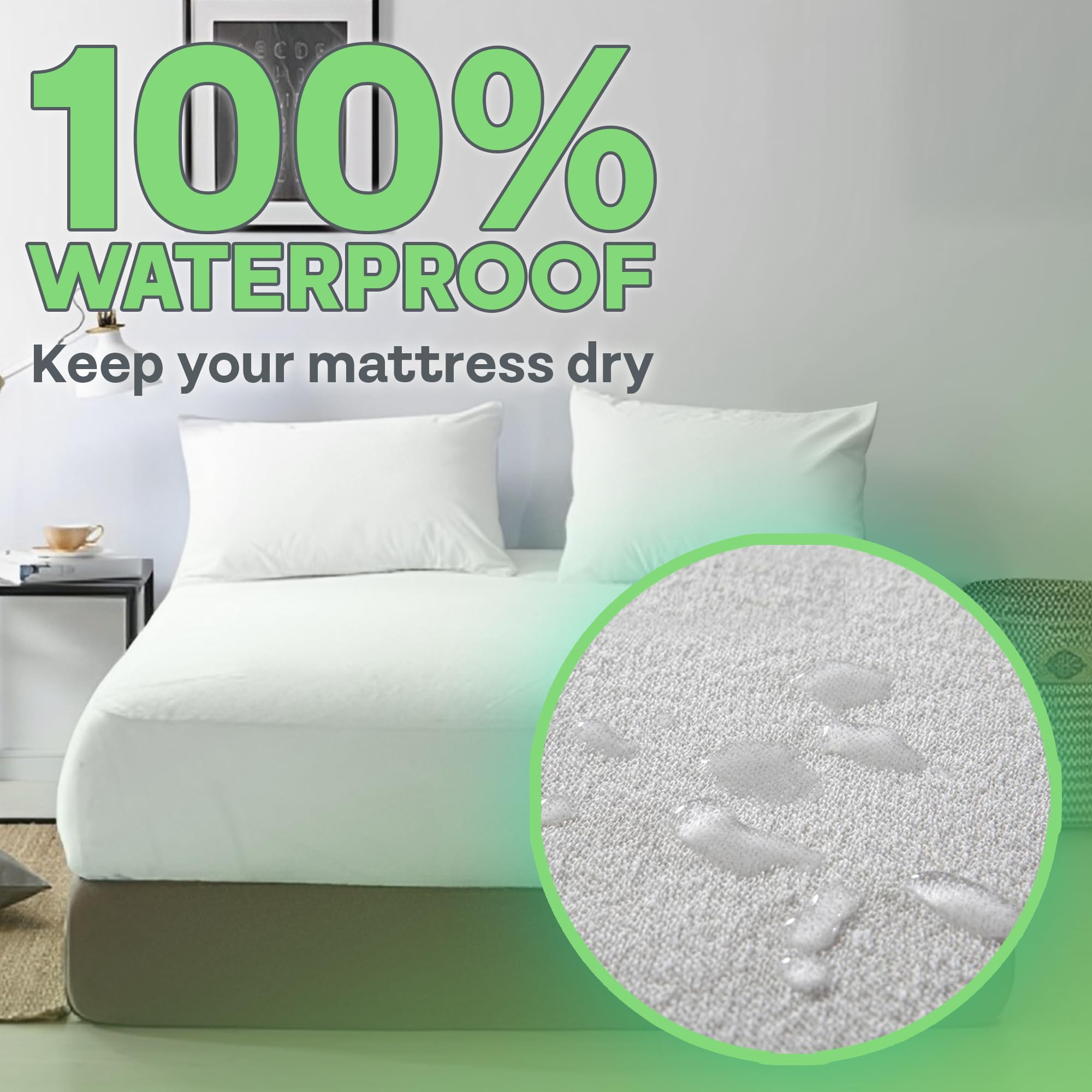 Sacred Thread Waterproof Mattress Protector - Fitted Elastic with Deep Pockets for Any Size Mattress, Smooth Top Cotton Finish, Soft, Breathable, and Noiseless