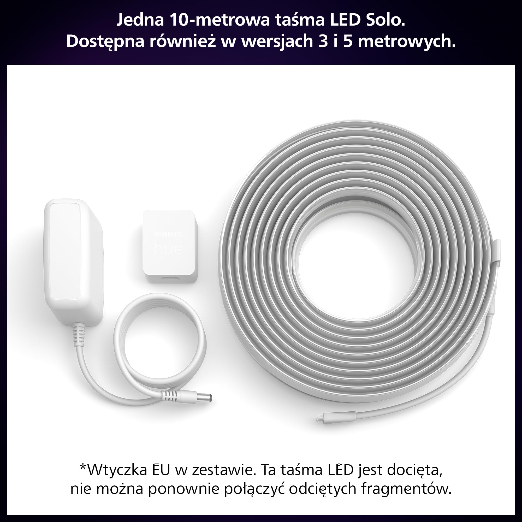 Philips Hue Taśma LED- (1 opakowanie) 10m - Pasek LED Sterowany za Pomocą Aplikacji Hue - Taśma LEDowa Współpracująca z Aplikacjami Amazon Alexa, Google Assistant i Apple HomeKit