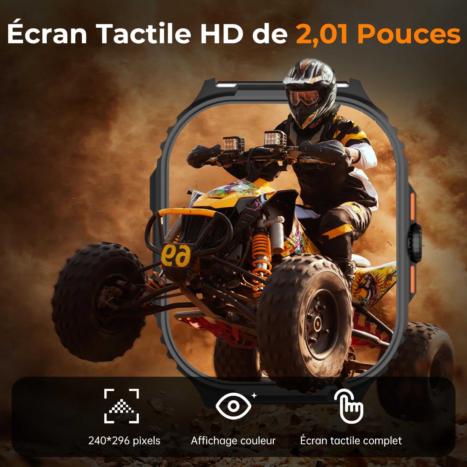 Montre Connectée Homme Militaire, 2,01" HD IP68 Montre Sport avec Répondre/Passer Appels, Cardiaque/SpO2/Sommeil Monitor, Suivi Activité, 110+ Modes Sportifs pour iOS/Android, Noir
