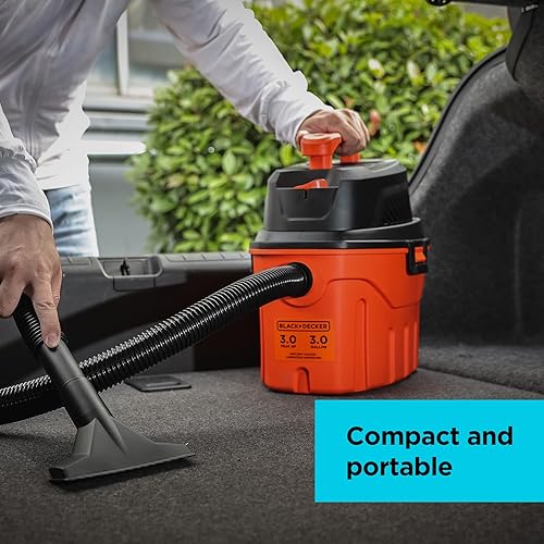 Miniatura 5 de BLACK+DECKER Aspiradora para uso húmedo y seco, 3 galones 3.0 pico de CV, aspiradora portátil 3 en 1 con cable con accesorios, aspiradora para el