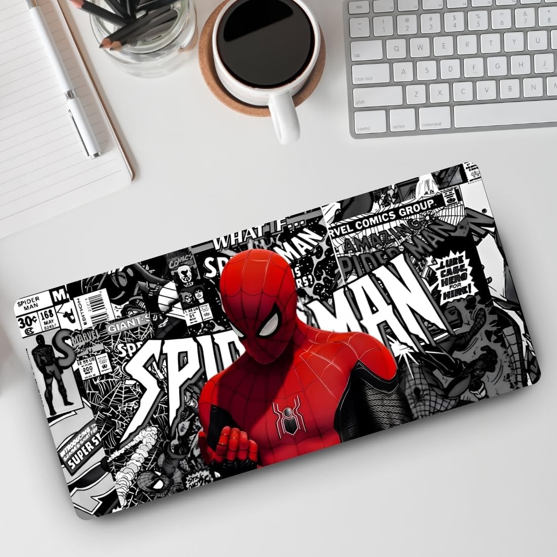 Spider-Man Theme Keyboard Mat 23x11 Inch | Extended Gaming Desk Mat, Mouse Pad, Non-Slip Waterproof | Marvel Superhero Office Study Table Mat Desk Pad (Comic Spider)-image-12