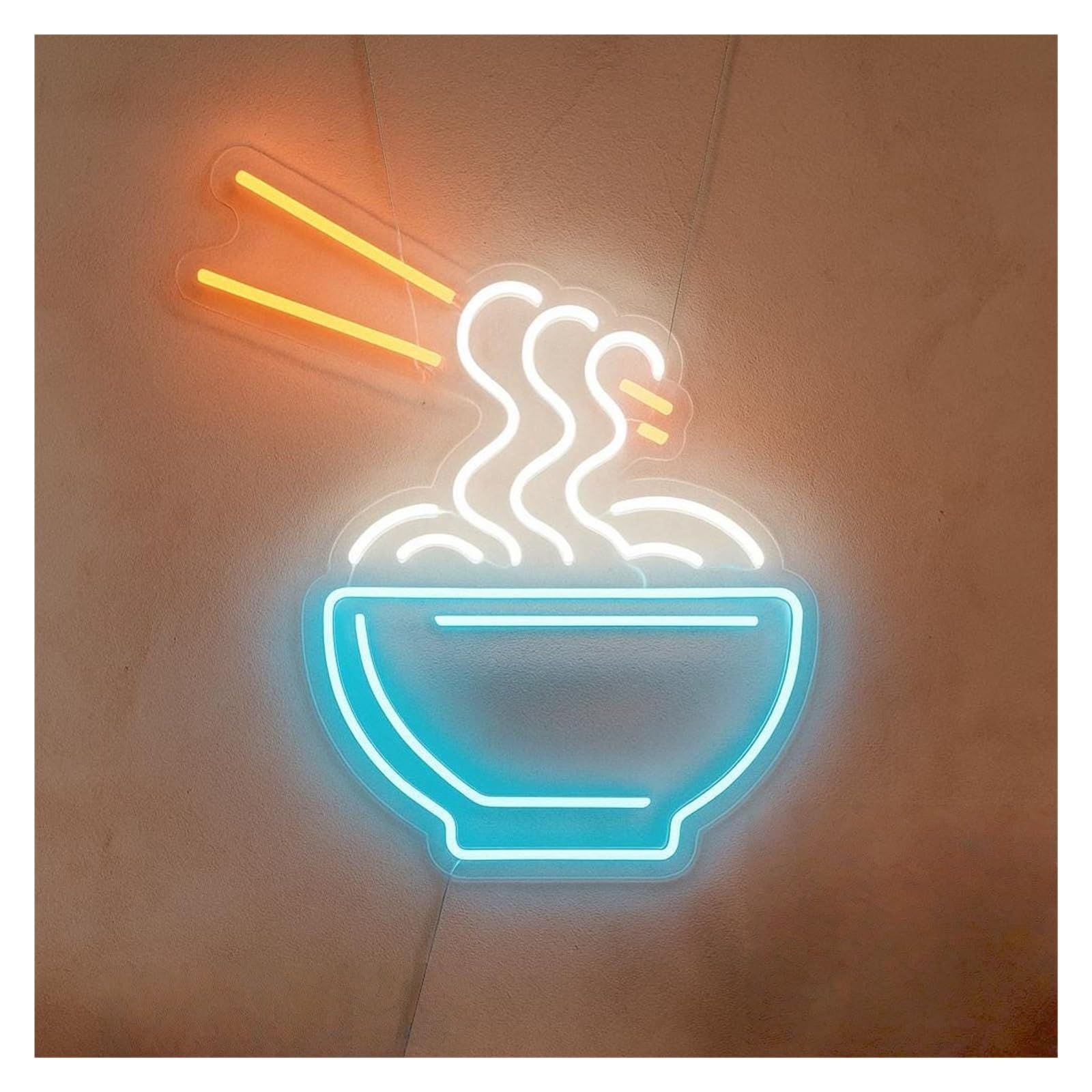 SHOUXI Sign Lamp Ramen with Chopsticks Neon Sign, Suitable for Restaurant Decor with Dimmable 45cm