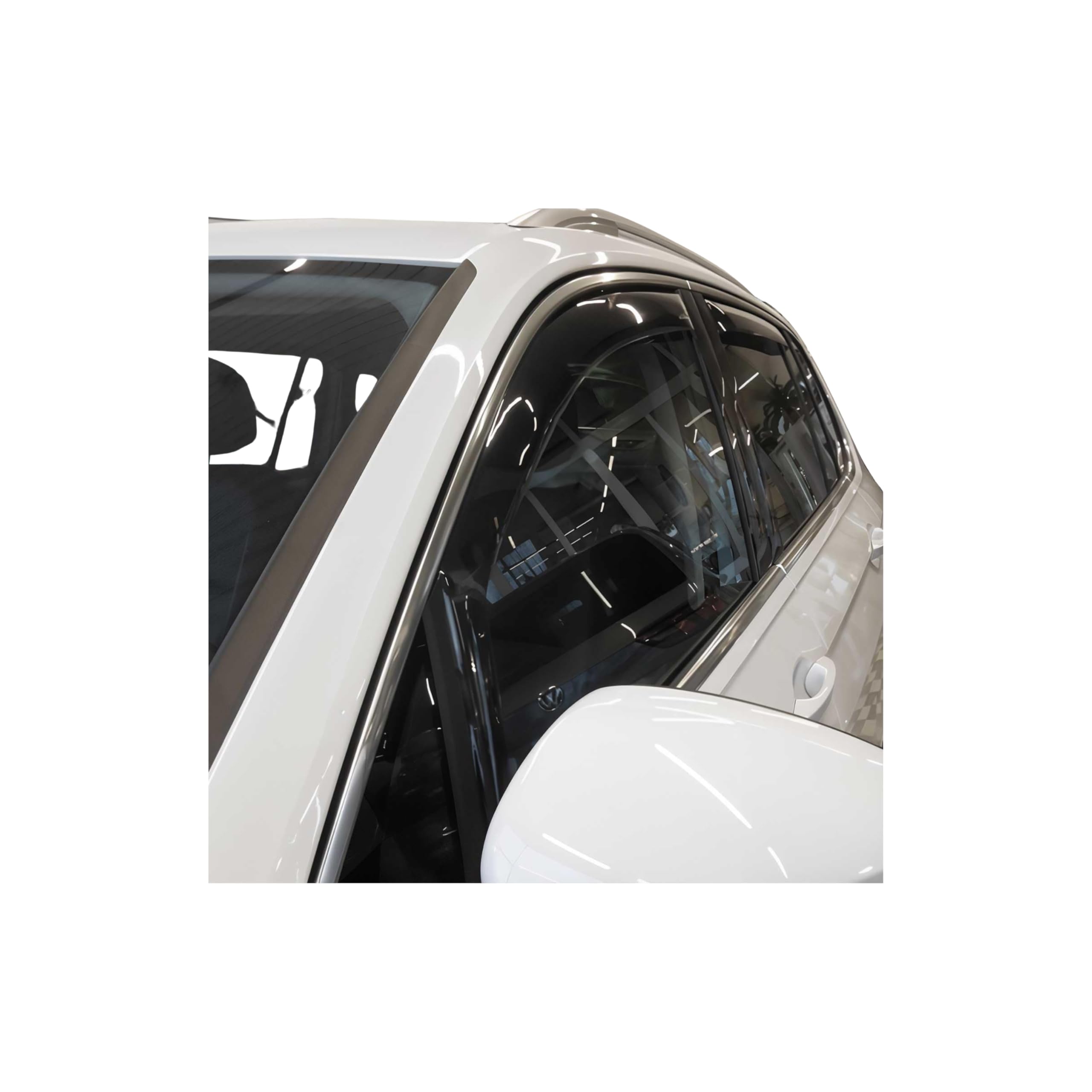 OMAC Owiewki Regenabweiser kompatybilny z VW Tiguan 2016-2024 Dunkel Akryl 4tlg