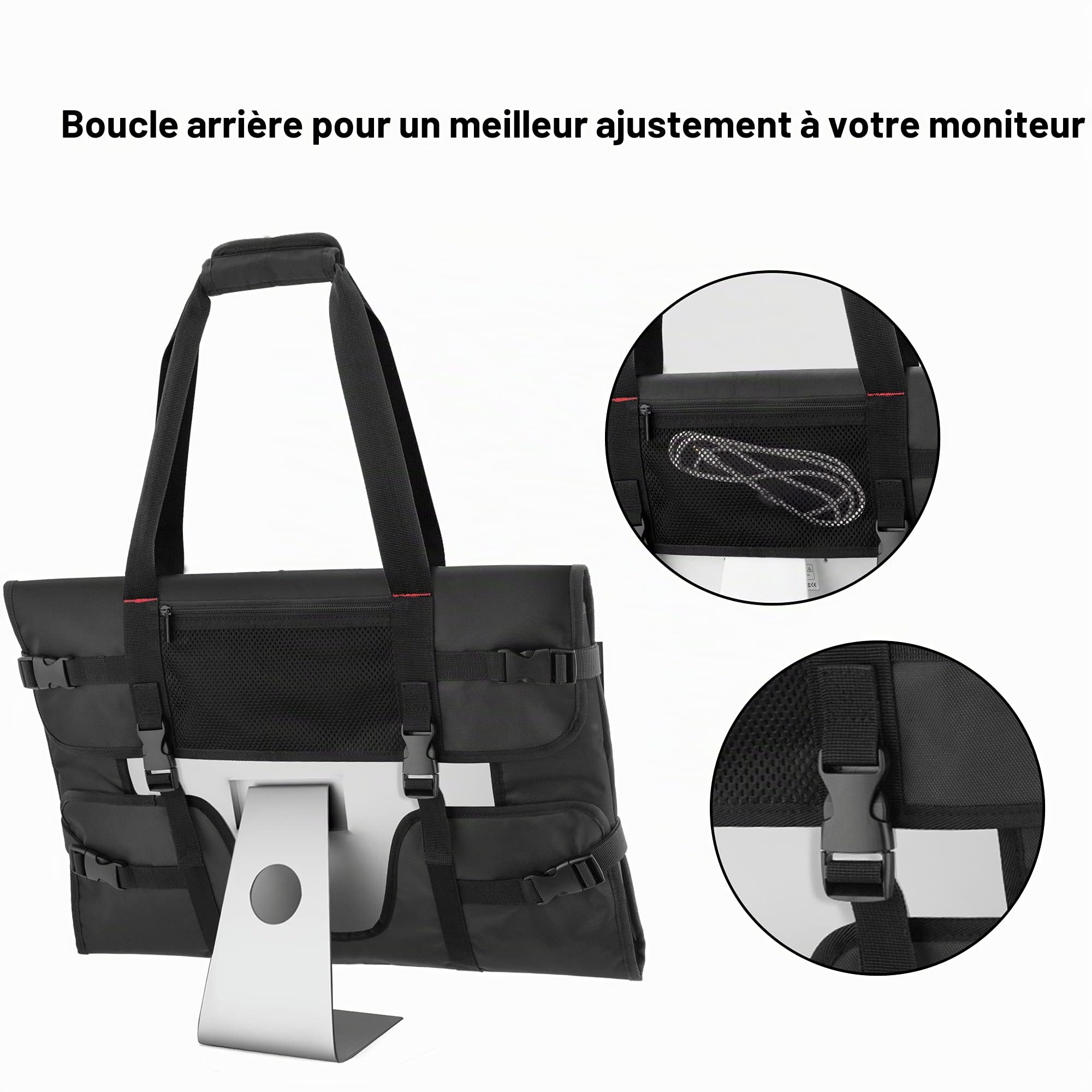 Trunab Sac de Moniteur Transport Compatible avec iMac 21.5'', 24'', Moniteur 24'', Housse Protection Écran avec Le Poche pour Les Accessoires, Noir