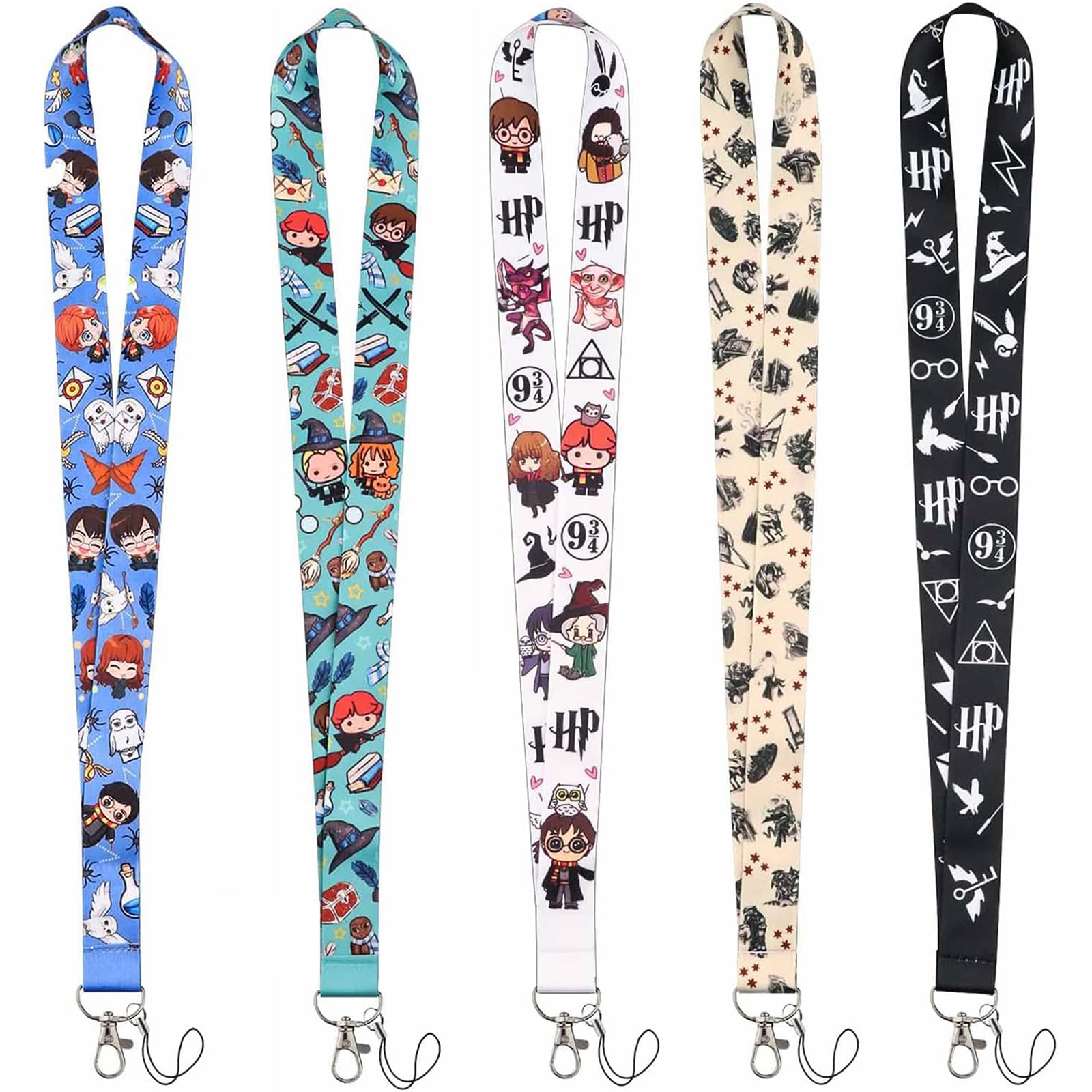 GEARMAX 5 Piezas Cordón Cuello, Cordones de Identificación con Hebilla, Correa para Llaves, Lanyard Personalizado, para Permisos de Trabajo, Tarjeta de Estudiante, Llavero, Móviles