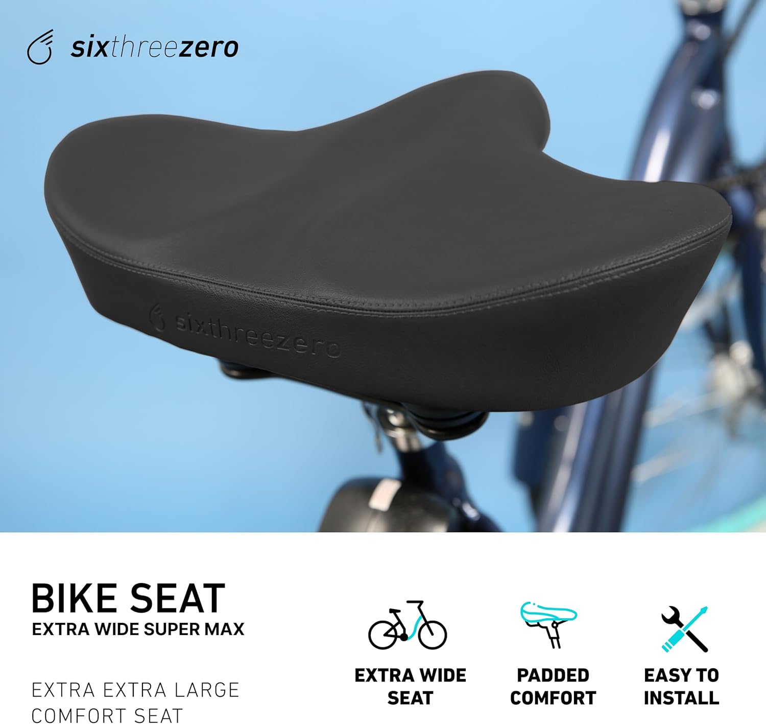 sixthreezero Bike Seat, Comfortable Bicycle Saddle Extra Large Wide Super Duper Max Cushion Comfort Seat for Men and Women