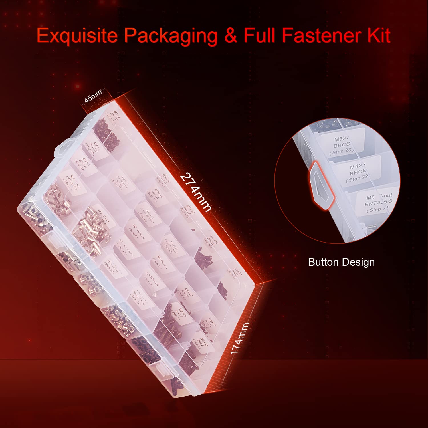 Voron 2.4 R2 3D Printer Full Fastener Kit，Stainless Steel Hardware kit Fasteners Screws Nuts Full Set Hardware Parts for Voron 3D Printer Accessories